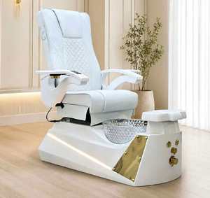 Professional Spa Salon Furniture Luxury White Pedicure Chair with Crystal Bowl for Nail Shop - Product Image 3