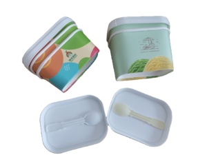 200ml 300ml 450ml Kem sữa chua <span class=keywords><strong>Container</strong></span> hình bầu dục kem với nắp - Product Image 3