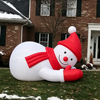 Bonhomme de neige gonflable publicitaire personnalisé de 3,7 m / 12,14 pi, bonhomme de neige gonflable d'extérieur imperméable, décoration gonflable de bonhomme de neige