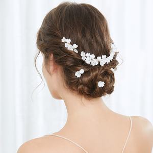 Conjunto de Peine de cerámica hecho a mano para el <span class=keywords><strong>pelo</strong></span> de flores, <span class=keywords><strong>accesorios</strong></span> de joyería para el cabello de fiesta de salón de <span class=keywords><strong>Boda</strong></span> nupcial para novias e invitados - Product Image 6