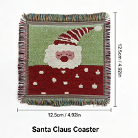 Sous-verre vintage tissé à franges, motif Père Noël, carré, pour tasse, décoration de table de Noël, cadeau pour la maison