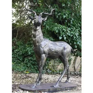 인기있는 공장 공급 야외 생활 크기 청동 사슴 동상 금속 캐스트 사슴 조각 정원 장식
