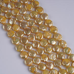 Accesorios Promocionales para Hacer Joyas de Bricolaje con Perlas de Agua Dulce de 10-11 mm, Forma de Botón, Color Dorado, con Manchas Naturales - Product Image 3