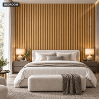 Papier peint autocollant à rayures en bois brun chaud, 2,3 mm, mousse PET IXPE, pour les murs de la tête de lit de la chambre à coucher
