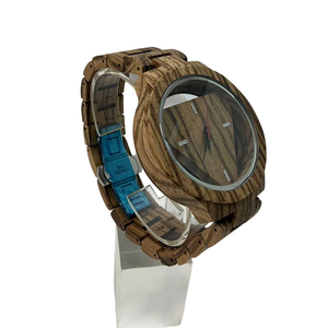 Orologio con Movimento Seiko, Cinturino <span class=keywords><strong>in</strong></span> Legno di Zebrano, Quadrante Rotondo 42mm <span class=keywords><strong>in</strong></span> Vetro, Lancette <span class=keywords><strong>in</strong></span> Legno, Orologio al Quarzo Impermeabile di Moda - Product Image 6
