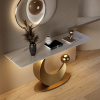 Yishangsen Nouvelle Conception Table Console de Luxe en Marbre et Acier Inoxydable pour Entrée de Villa et Grand Appartement