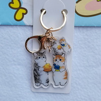 Stock promotionnel : Breloques porte-clés et pendentifs de sac en acrylique transparent double face, motifs chat mignon, chat requin, vente en gros