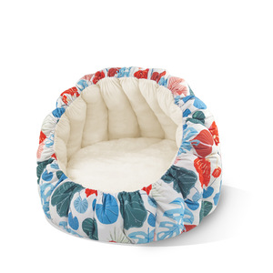 럭셔리 소형 고양이 및 개 소파 애완 동물 침대 봉제 인조 모피 둥지 솔리드 & 동물 인쇄 패턴 겨울 여행 기능 작은 애완 동물 - Product Image 4