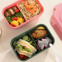 Boîte à lunch en plastique PP réutilisable pour enfants au micro-ondes, récipient de stockage des aliments en plastique à 2 compartiments Tiffin Bento Kids Lunch Box