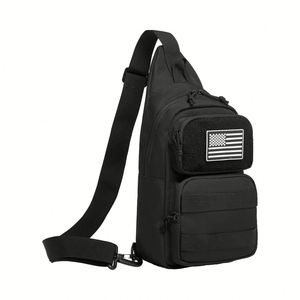 Factory Black <b>Medium</b> Tactical Sling Bag Sport Outdoor <b>Backpack</b> Zipper Closure Polyester Lining Stylish Fashion Design - Product Image 1