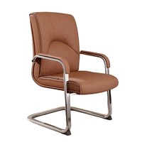 Chaise de bureau ergonomique confortable en PVC pour les conférences, l'usage domestique et l'utilisation informatique, avec base en acier inoxydable