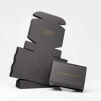 Boîte d'expédition OEM personnalisée en carton ondulé noir texturé lin avec couvercle incurvé pour cosmétiques et soins de la peau – Vente en gros