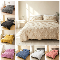 Ensemble de literie 3 pièces en polyester, style nordique moderne, couleur unie, avec housse de couette et taies d'oreiller à capitonnage, pour hôtel et maison