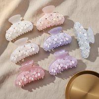 Barrette à cheveux en plastique PVC de style français avec des strass pour les filles, accessoires de cheveux pour un usage quotidien
