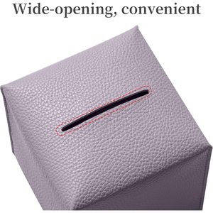 Caja de pañuelos cuadrada con cubierta de cuero sintético, organizador moderno con diseño cúbico de 5.34 pulgadas para uso en el hogar y la oficina - Product Image 4