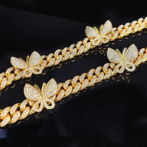 Chaîne à maillons cubains Ice Out <span class=keywords><strong>papillon</strong></span> personnalisé collier à breloques bijoux - Product Image 5