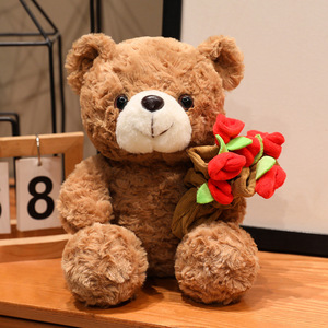 Bear Holding Big Rose Teddy Bear In Stock Plush Teddy Bear Holding Roses  Unisex Design, Soft
