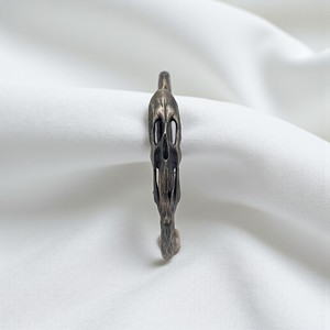 Warped Skull Cuff Bracelet <b>Mens</b> Edgy Jewelry Handmade Sterling Silver <b>Bangle</b> Vintage Adjustable Black Rhodium Plated Certified - Product Image 2