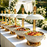Meilleures ventes : Ensemble de réchauds de buffet de luxe en acier inoxydable 8L, blanc et or, avec couvercle visible, pour hôtels, mariages, restaurants et maintien au chaud des aliments sur buffet