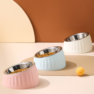 Alimentadores automáticos duplos para cães pequenos e gatos Pratos antiderrapantes de aço inoxidável Raised <span class=keywords><strong>Pet</strong></span> Bowls para Puppy Food - Product Image 6