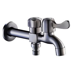 Divisor de grifo para lavadora, entrada de 20 mm, salida doble, acero inoxidable, válvula tipo llave de una sola unidad - Product Image 1