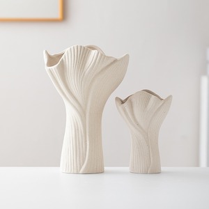 Modern Frosted White Ceramic <strong>Vase</strong> with Torch Design <strong>for</strong> Living Room Water Plant Display - Product Image 2