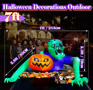 <span class=keywords><strong>Zombie</strong></span> rampant gonflable d'Halloween avec citrouille, décoration extérieure lumineuse à LED - Product Image 4