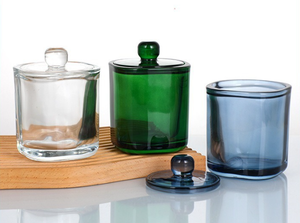 Pots de bougie en verre de vente chaude avec couvercles bougeoirs en verre parfumés ronds colorés pour le stockage de bougies - Product Image 2