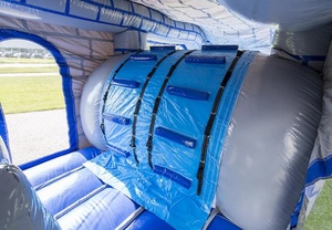 Château gonflable médiéval avec toboggan et trampoline, en PVC certifié EN14960, sécurité intégrale, pour extérieur, avec obstacles - Product Image 6