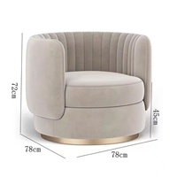 Fauteuil pivotant de haute qualité, capitonné, moderne, confortable, revêtement en velours, base en métal, fauteuil de détente pour salon