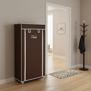 Étagère à chaussures en tissu marron 23 x 11 x 42 avec couvercle, rangement élégant pour le salon - Product Image 2