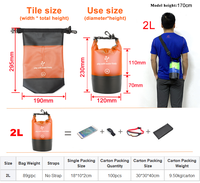 Sac sec imperméable ultraléger 2L Transparent Roll Top plage sac flottant océan Pack Kayak Camping plongée natation sac à dos