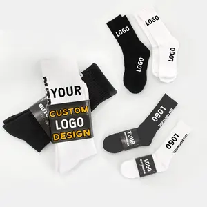 Diseñador de algodón impreso tripulación tobillo gimnasio blanco negro liso hombres Calcetines unisex deportes logotipo personalizado Calcetines