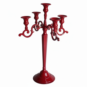 Bougeoir candélabre en métal fabriqué à la main pour décor de table de hall d'hôtel et de restaurant avec charme traditionnel royal - Product Image 1