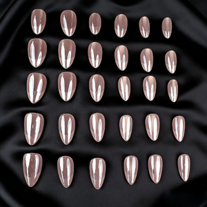 <span class=keywords><strong>Uñas</strong></span> Postizas con Acabado Espejo, Cromadas, Rosa Nude, Marrón, Degradado Ojo de Gato, <span class=keywords><strong>Plateadas</strong></span>, Rosa, <span class=keywords><strong>Uñas</strong></span> Postizas <span class=keywords><strong>Cortas</strong></span> de Almendra - Product Image 6