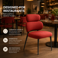 Chaise de salle à manger rouge audacieuse avec dossier à double coussin et pieds en métal - Siège ergonomique et confortable pour la maison, le restaurant, l'hôtel