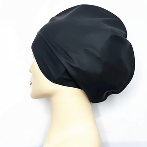 En stock – Bonnet de bain en silicone avec impression d'encre, logo personnalisé, pour adultes, 120g, imperméable, grand bonnet de bain en silicone pour femmes noires aux cheveux longs - Product Image 6