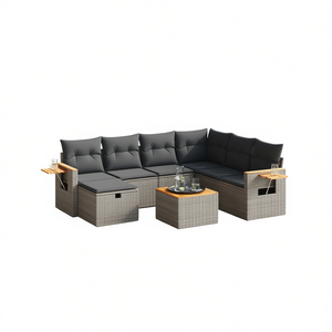 Ensemble de canapés de jardin gris 6 places en rotin, mobilier d'extérieur avec rangement, design contemporain - Product Image 1