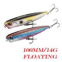 Leurre de pêche flottant imprimé 14g 10cm en plastique bionique, type crayon, avec hameçons et billes sonores, pour la pêche au vairon