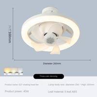 Ventilateur de Plafond LED Intelligent E27 Rotatif à 5 Vitesses, Intensité Variable, pour Salle de Bain, Construction Métallique Moderne, 5 Températures de Couleur, Télécommande