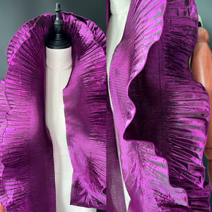 Vente en gros de tissu plissé en forgeage, grande dentelle ondulée, lustre métallique, tissu de couture pour robe de mariée, bricolage - Product Image 2