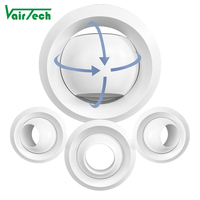 Grille d'aération ronde réglable en aluminium blanc avec diffuseur à jet sphérique pour plafond et sous-plafond, idéale pour aéroports et stades