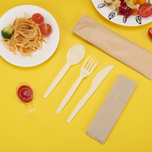 Juego de cubiertos de plástico, Set de cuchara y tenedor desechables, de almidón de maíz, respetuosos con el medio ambiente - Product Image 4