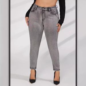 Jeans skinny <span class=keywords><strong>gris</strong></span> pour femmes grandes tailles en gros, 0XL-4XL, denim extensible, pantalon crayon, contrôle du ventre, coupe ajustée, jeggings pour les courbes - Product Image 4