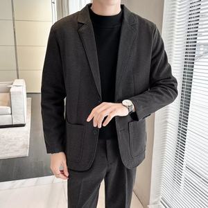 Costume en laine pour homme automne-hiver, style mature raffiné, manteau en laine épaisse pour homme, costume décontracté coréen - Product Image 5