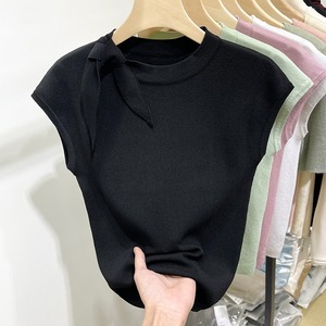 Strappy Round Neck Short <strong>Sleeve</strong> Knit T-Shirt for Women 2026 Summer New Slim Fit Versatile Small <strong>Flutter</strong> <strong>Sleeve</strong> <strong>Top</strong> - Product Image 4