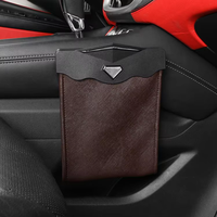 Poubelle de voiture pliable en cuir PU, gain de place |   Étanche et avec éclairage LED intégré |   Sac de rangement élégant suspendu pour la banquette arrière de la voiture