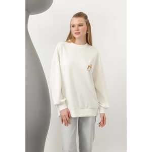 Sudadera de Punto para Mujer con Diseño de Ciervo en la Espalda, Casual, Transpirable, Blanca 32118SWT - Product Image 4