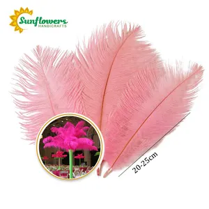 Baru Fashion 20-25 Cm Bulu Burung Unta Pink untuk Diy Pernikahan Dekorasi