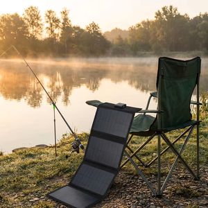 Panneau solaire pliable portable 18W pour la recharge rapide des téléphones portables en extérieur, couleur camouflage noir pour le camping - Product Image 4